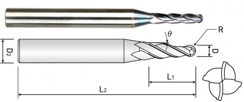 KUŽELOVÉ FRÉZY – KULOVÉ S RÁDIUSEM HRC38 – stupeň 30´
