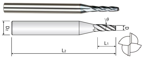 KUŽELOVÉ FRÉZY – ROVNÉ HRC38 – stupeň 1°00´