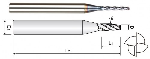 KUŽELOVÉ FRÉZY – ROVNÉ HRC38 – stupeň 30´