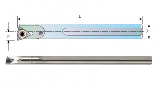 Karbidový mini nožík pro obrábění vnitřních otvorů na destičky 06IRTURN.. s chlazením Karbidový mini nožík pro obrábění vnitřních otvorů na destičky 06IRTURN.. s chlazením