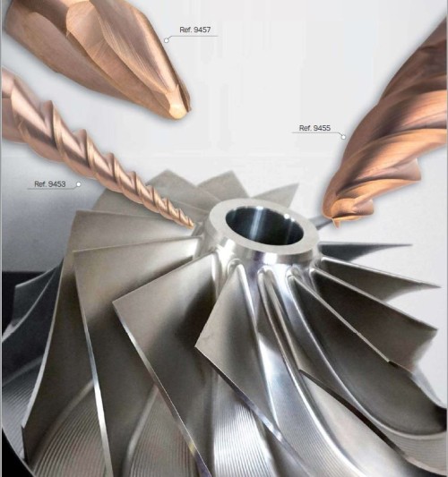 Kulová kuželová 3 břitá fréza s 1 rádiusem - pro turbíny aj.