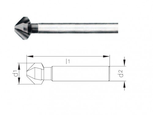Kuželové dlouhé záhlubníky HSS 90° DIN335C, tolerance stopky = h9