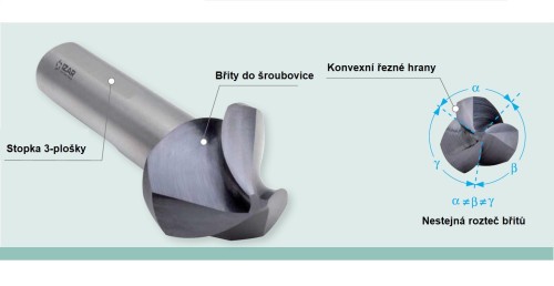 Kuželové záhlubníky 90° DIN335C v sadě 6,3+8,3+10,4+12,4+16,5+20,5, HSSE 5%Co. TIALN - 3Z nerovnoměrná rozteč mezi drážkami ANTIVIBRAČNÍ