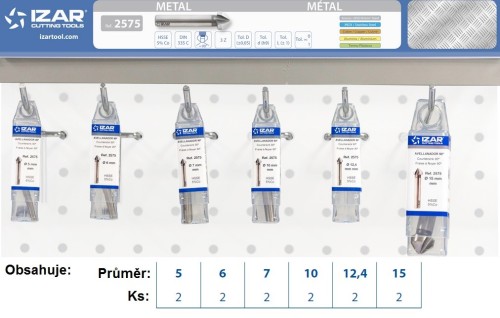 Kuželové záhlubníky HSSE 5%Co 90° DIN335C NA ZÁVĚSNÉ LIŠTĚ 33 CM