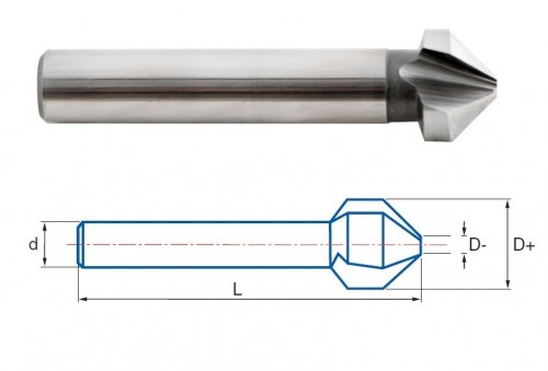 Kuželové záhlubníky HSSE 5%Co 90° DIN335C NA ZÁVĚSNÉ LIŠTĚ 33 CM