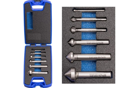 Kuželové záhlubníky HSSE 5%Co 90° DIN335C v sadě 6-8-10-12-16-20