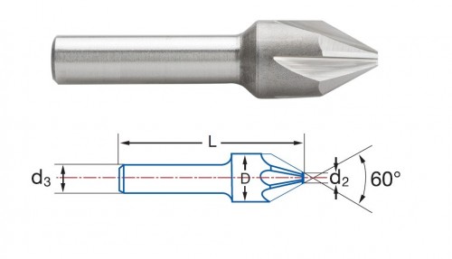 Kuželové záhlubníky HSS 60° DIN334A/ISO3294