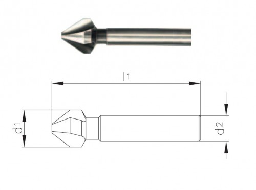 Kuželové záhlubníky HSS 75° DIN334A, tolerance stopky = h9