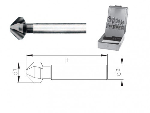 Kuželové záhlubníky HSS 90° DIN335C, tolerance stopky = h9 v sadě 6 ks