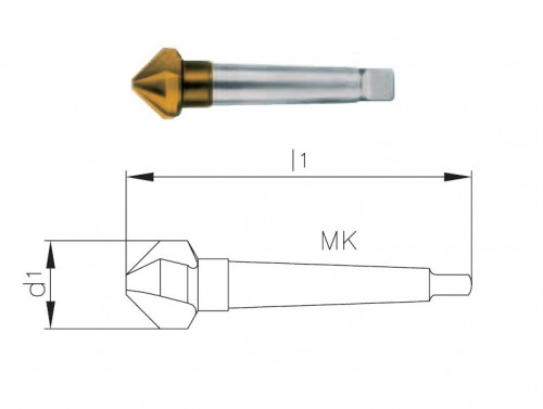 Kuželové záhlubníky HSS+TIN 90° DIN335D, MORSE STOPKA