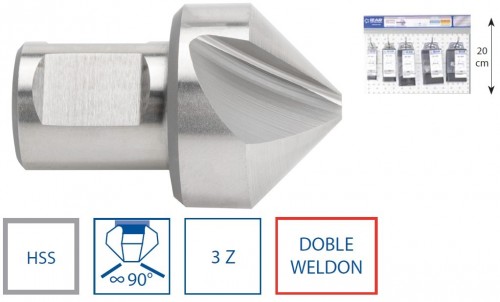 Kuželové záhlubníky HSS s dvojitým weldonem 90° NA ZÁVĚSNÉ LIŠTĚ 33 CM