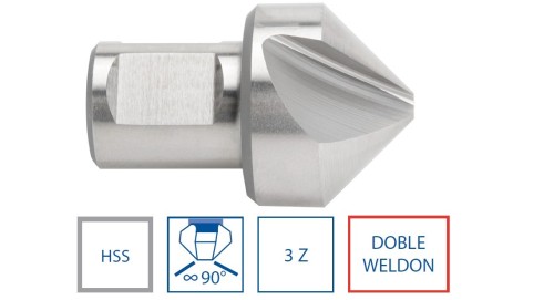 Kuželové záhlubníky HSS s dvojitým weldonem 90°