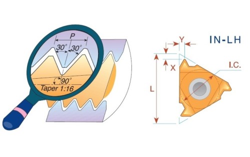 Levé NPTF 60° destičky pro levé držáky - KARBID BLU = (M10-M20)+(K05-K20)+(N10-N20)+(S10-S20)