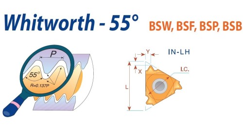 Levé Whitworth (W) 55° - BSW, BSF, BSP, BSB destičky pro levé držáky - KARBID MXC = (K10-K20)+(P10-P25)