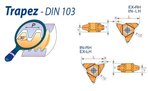 Levé vertikální TRAPEZ 30° destičky pro pravé držáky - nepovlakované K20 = (K10-K30)