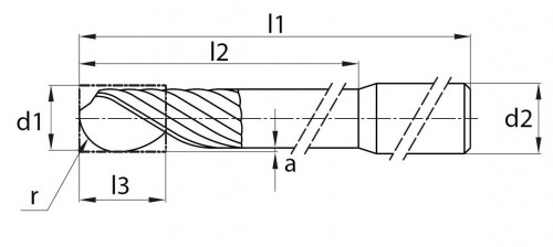 MC-1BD-AKRYL / PMMA / VOSK-1-břité frézy kulové (DLC-povlak)