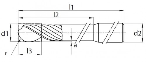 MC-1BD-AKRYL / PMMA / VOSK-1břité frézy kulové (bez povlaku)