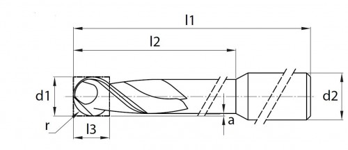 MC-2BD-PE / PTFE / Polyamid / PMMA / VOSK-2břité frézy s kulové (bez povlaku)