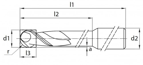 MC-2BD-Zirkon-2břité frézy s kulové (bez povlaku)