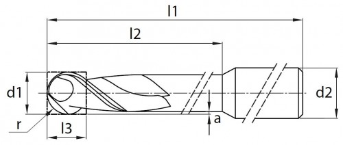 MC-2BD-Zirkon-2břité frézy s kulové (bez povlaku)