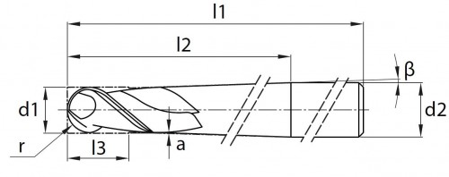 MC-2BD-zirkon-2břité frézy kulové, kónické (s diamantovým povlakem)