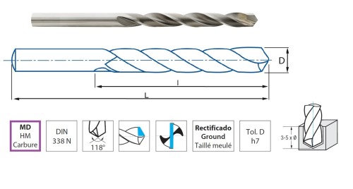 MIKRO VRTÁKY HSS S KARBIDOVOU ŠPIČKOU 3XD bez vnitřního chlazení