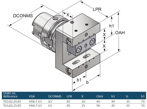 MULTIFUNKČNÍ DRŽÁK NOŽŮ S VNITŘNÍM CHLAZENÍM 90° HSK-T ISO12164-3