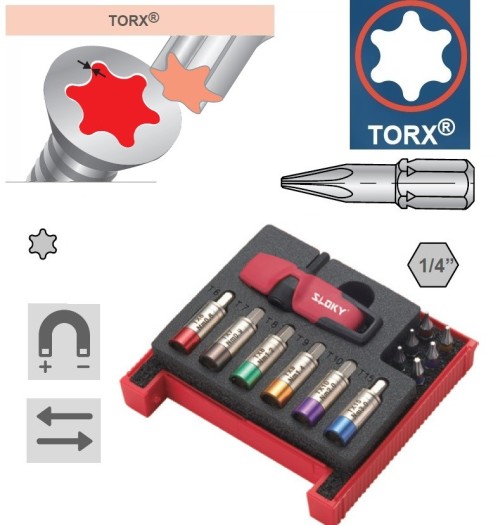 Malá sada univerzální šroubovák s adaptéry a bity pro TORX šroubky TX6-TX20