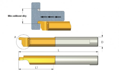 Mikronožíky - čelní zapichování s rádiusem - odlehčené - s chlazením - bez povlaku - LEVÉ