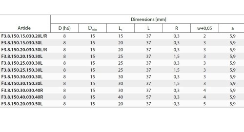 Mikronožíky - čelní zapichování s rohovým rádiusem - PRAVÉ