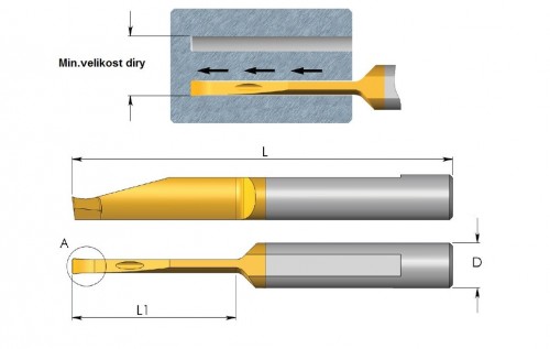 Mikronožíky - hluboké čelní zapichování s 2 chladicími kanálky - odlehčené - s chlazením - povlak BMK PRAVÉ