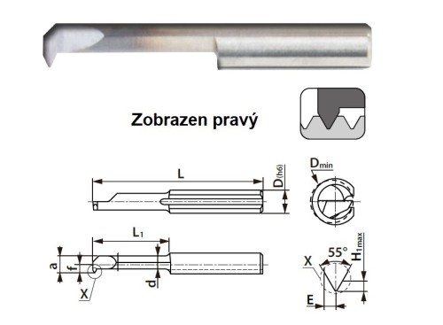 Mikronožíky pro vnitřní závity částečný profil 55° - LEVÉ