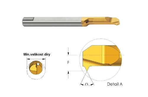 Mikronožíky pro vnitřní závity částečný profil 60° - odlehčené - s chlazením - bez povlaku - LEVÉ