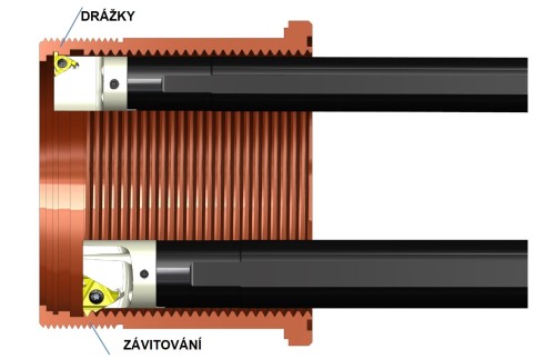 Modulární PRAVÉ adaptéry pro závitování a drážkování - maximální přesah 4xD s chlazením