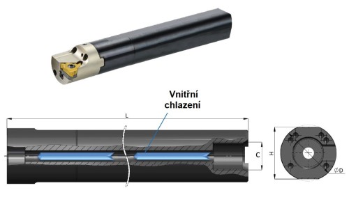 Modulární VYVRTÁVACÍ TYČ pro závitování a drážkování - maximální přesah 4xD s chlazením