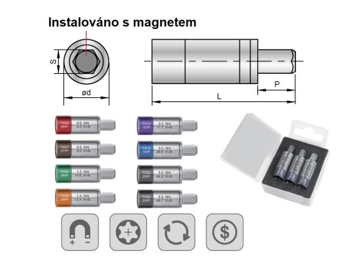 Momentové adaptéry z uhlíkové oceli HRC43° ~ HRC48° - SADA 3 KS