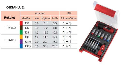 Momentové šroubováky pro bity TORX 25+50 mm - SADA