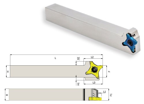 Multifunkční nástroje pro švýcarské automaty SWISS-LINE – na 4 břité destičky levé Multifunkční nástroje pro švýcarské automaty SWISS-LINE – na 4 břité destičky levé