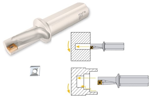 Multifunkční soustružnický vrták - vrtá i soustruží zároveň na destičky AL XCGT..