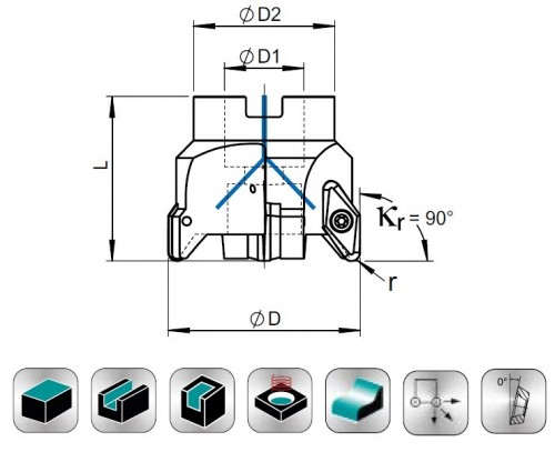 NÁSTRČNÉ FRÉZY 90° na destičky VCG.. - FRÉZY SPECIÁLNĚ NA HLINÍK, MĚĎ, PLAST, GRAFIT A NEŽELEZNÉ MATERIÁLY - S CHLAZENÍM