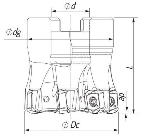 NÁSTRČNÉ RYCHLOPOSUVOVÉ FRÉZY na destičky XNKU06T3.. - S CHLAZENÍM