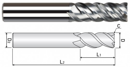 NOVÉ 4-BŘITÉ FRÉZY DO 45 HRC-ROHOVÉ SRAŽENÍ - NEREZ!!!