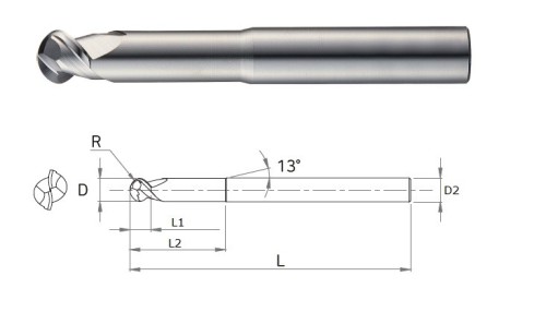 NOVINKA!!! 2-BŘITÉ KULOVÉ FRÉZY - krátké i dlouhé na hliník