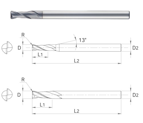 NOVINKA!!! 2-BŘITÉ RÁDIUSOVÉ FRÉZY do 55 HRC
