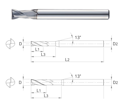 NOVINKA!!! 2-BŘITÉ frézy - dlouhý krk do 55 HRc