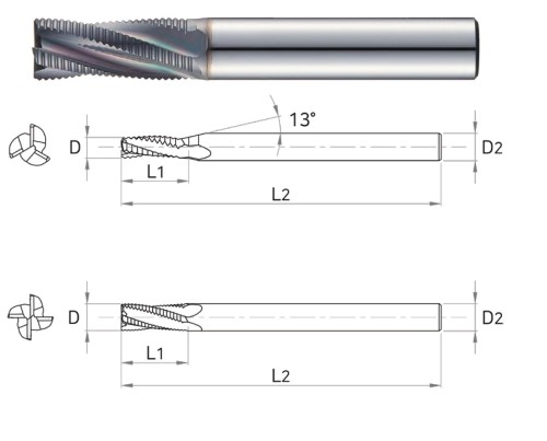 NOVINKA!!! 3, 4, 5 BŘITÉ TK HRUBOVACÍ FRÉZY - 20° stoupání šroubovice do 55 HRC