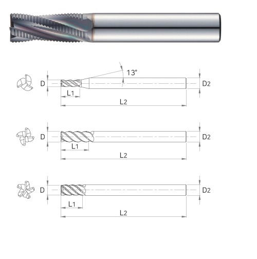 NOVINKA!!! 3, 4, 5 BŘITÉ TK HRUBOVACÍ FRÉZY do 55 HRC - 45° rádiusové