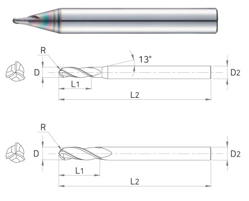 NOVINKA!!! 3-BŘITÉ KULOVÉ FRÉZY do 55 HRC