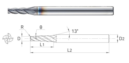 NOVINKA!!! 4-břité KUŽELOVÉ FRÉZY s rohovým rádiusem do 55 HRC