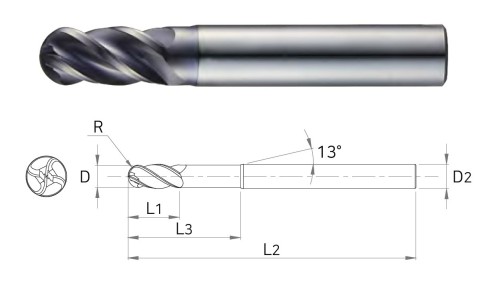 NOVINKA!!! 4-BŘITÉ KULOVÉ FRÉZY do 50 HRC - na nerez